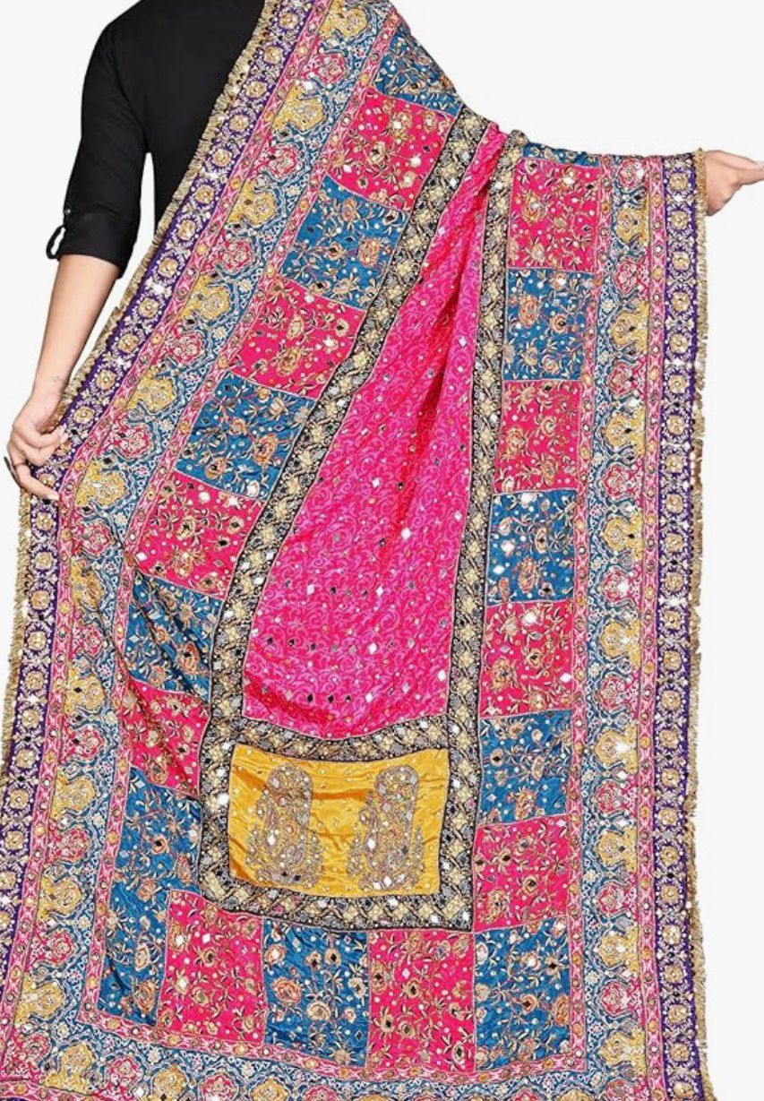 Silk Dupatta with Mirror Work – Elegant Asian Women’s Wear